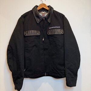 Harley-Davidson Black Men's Bomber Jacket with Leather Trim